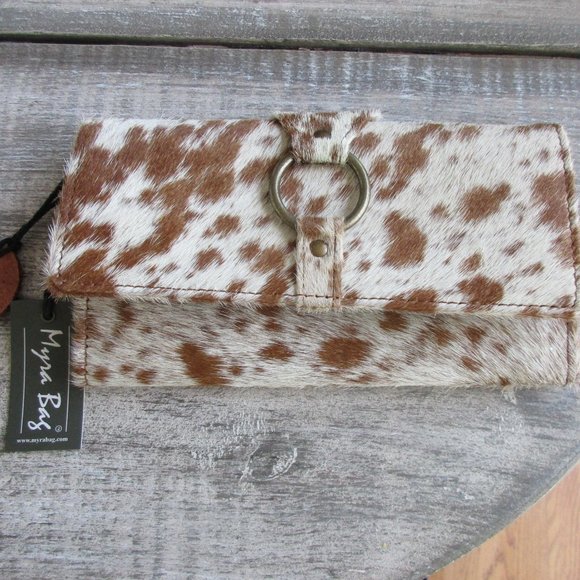 Myra Bag Wallet Crocheted Hairon and Leather - Picture 1 of 3